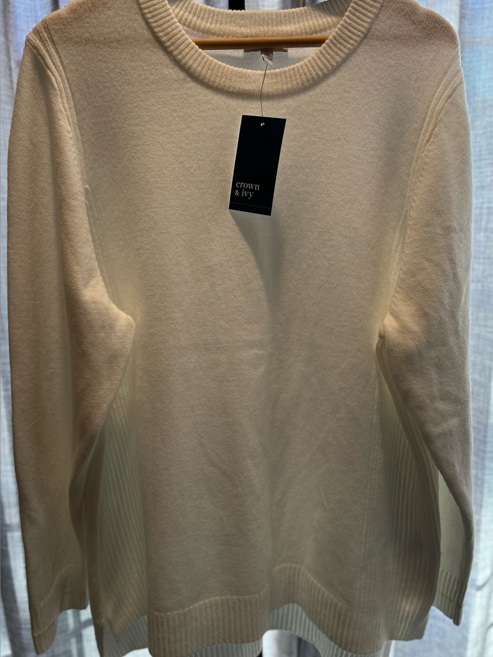 crown & ivy Ivory Scoopneck Lightweight Sweater